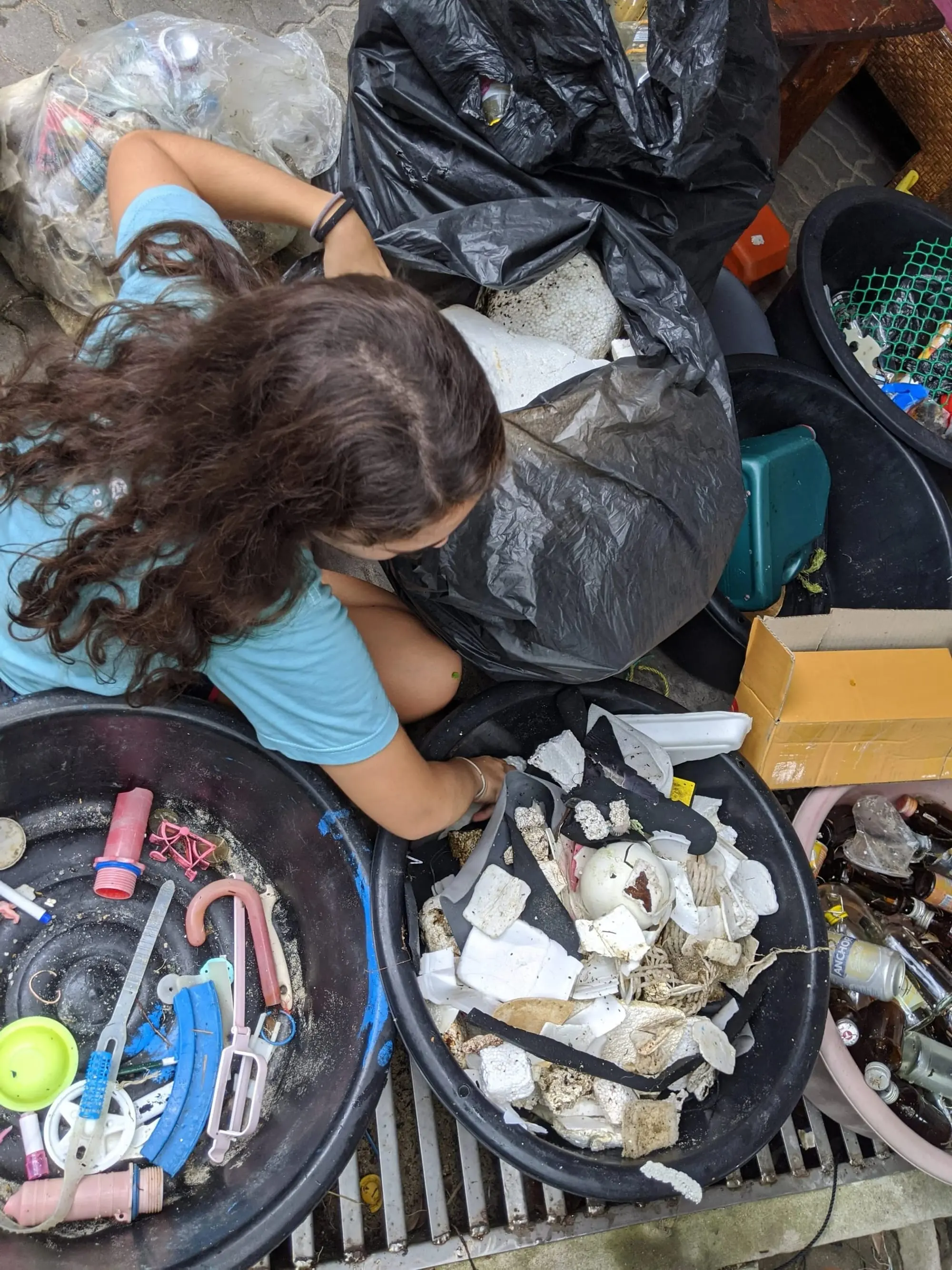 Volunteers at a beach clean up.